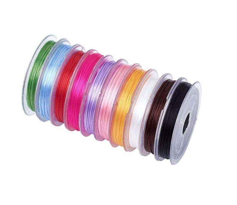 KRAFTMASTERS� 10 Pcs Mixed Color Crystal Elastic Strong Stretchy Beading Thread String (0.8 MM) - Image 1