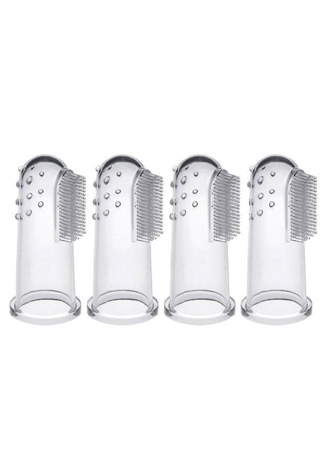 NIBEMINENT 4-Piece Soft Pet Finger Toothbrush Set Clear