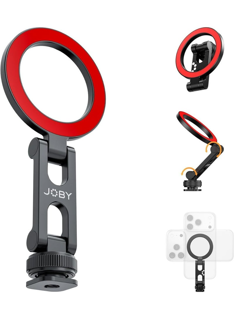 Joby Magnetic Cold Shoe Phone Mount with 1/4" Thread, 240° Adjustable Magnetic Phone Holder for iPhone, Over 12N Strong Magnet, Metal Build, Fits DSLR Camera Rig Vlog Video Recording - Image 1