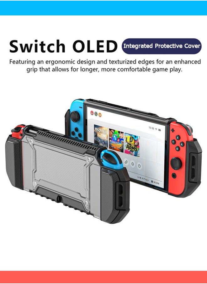 Jourvent Transparent Case Suit for Nintendo Switch OLED, Protective Cover Case for Switch OLED Console and Joy-Con Controller Black  - Image 2