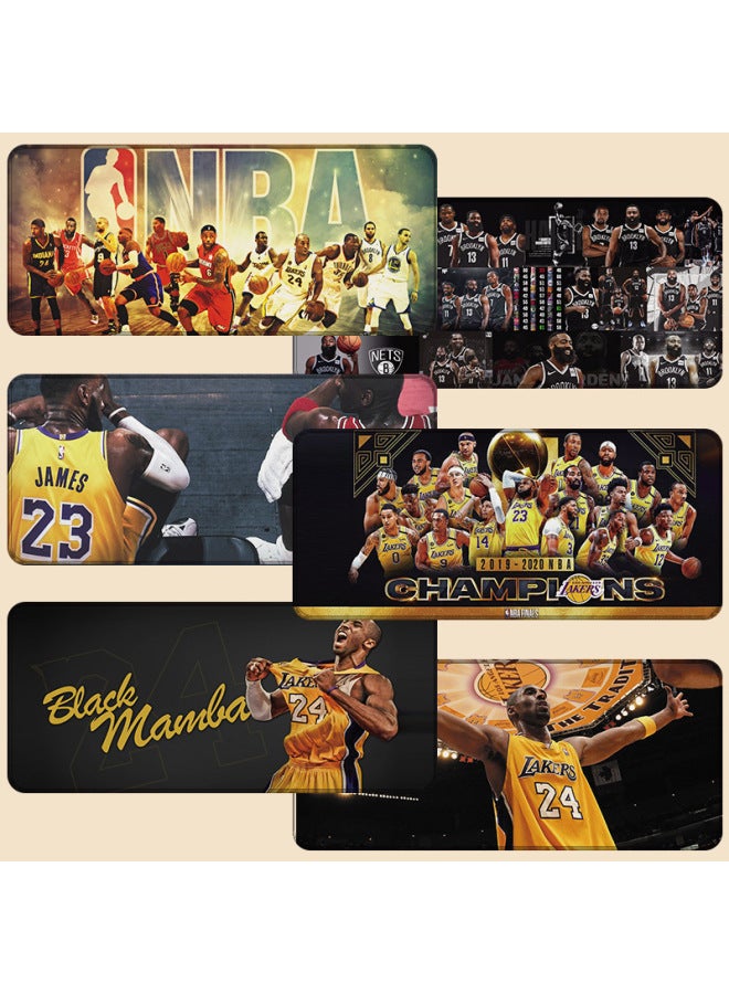 NBA Mouse Pad Basketball Boys Oversized Lakers Kobe James Computer Keyboard Pad Oversized Lock Edge Table Pad-Color:900x400mm 5mm-Pattern:NBA05 Curry Towel - Image 3