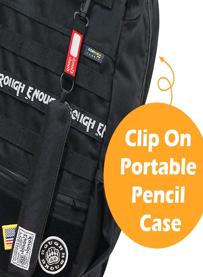 RE ROUGH ENOUGH Rough Enough Small Slim Pencil Pouch Case Pen Bag for Girls Boys Kids Adults School Office Stationary Supplies with Black Cordura Long Stick Thin - Image 5