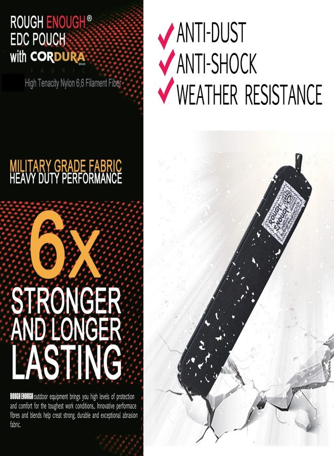 RE ROUGH ENOUGH Rough Enough Small Slim Pencil Pouch Case Pen Bag for Girls Boys Kids Adults School Office Stationary Supplies with Black Cordura Long Stick Thin - Image 2