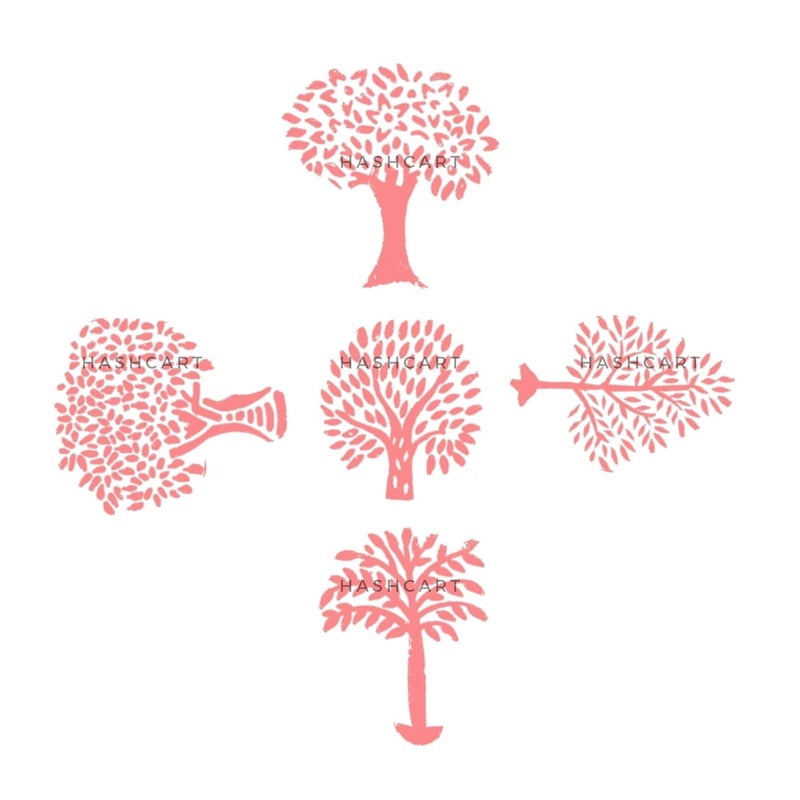 TWOGRAMS Tree Design Wooden Printing Stamps - Wooden Printing Blocks Stamps for Scrapbook, Fabric Textile Paper Clay Pottery| Set of 5 | - Image 3