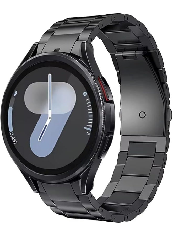 Metal Strap Compatible with Samsung Galaxy Watch 7 6 5 4 Band 40mm 44mm 45mm/Watch 6 4 Classic 42mm 46mm 43mm 47mm Metal Stainless Steel Bands Strap Men Women NOT for Galaxy Watch Ultra 47mm(2024) - Black - Image 1