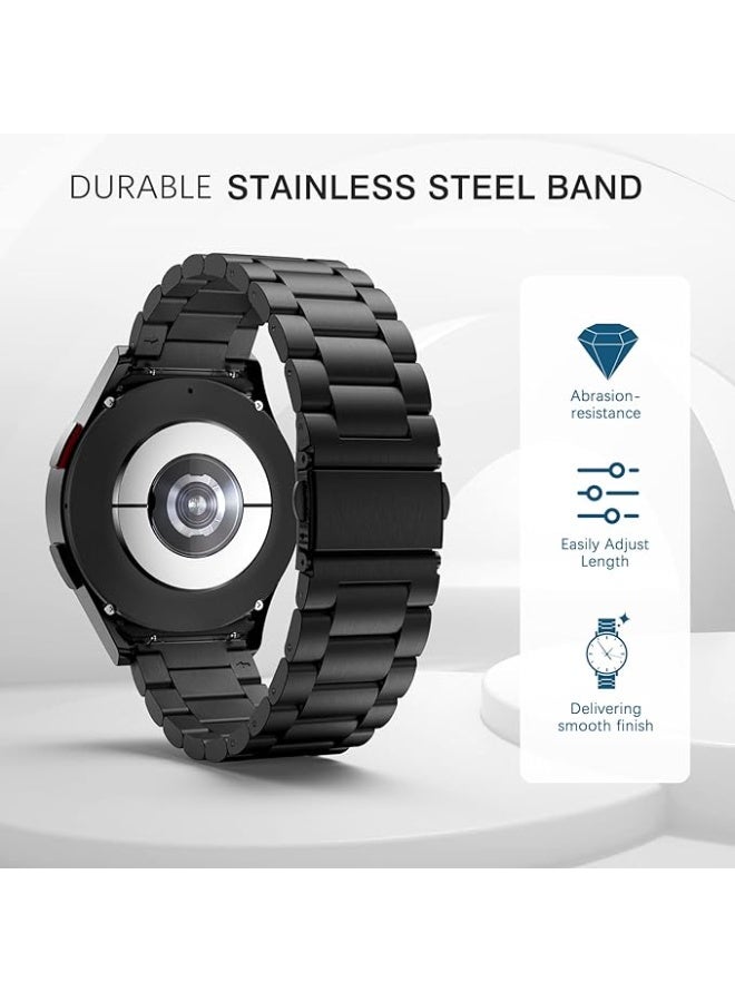 Metal Strap Compatible with Samsung Galaxy Watch 7 6 5 4 Band 40mm 44mm 45mm/Watch 6 4 Classic 42mm 46mm 43mm 47mm Metal Stainless Steel Bands Strap Men Women NOT for Galaxy Watch Ultra 47mm(2024) - Black - Image 3