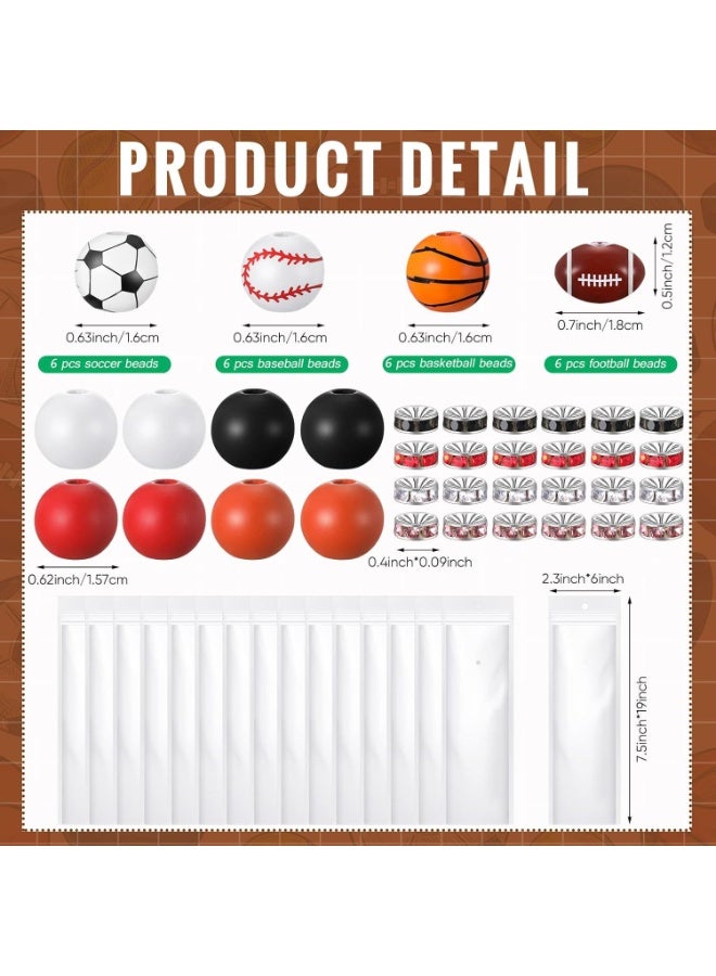 سيوسي 16 قطعة مجموعة أقلام الخرز الرياضية للتجميع DIY - أقلام حبر جاف بخرز خشبي مخصص للأعمال الإبداعية، هدايا تعليمية وأنشطة مدرسية - Image 2
