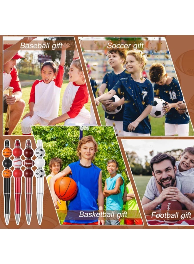 سيوسي 16 قطعة مجموعة أقلام الخرز الرياضية للتجميع DIY - أقلام حبر جاف بخرز خشبي مخصص للأعمال الإبداعية، هدايا تعليمية وأنشطة مدرسية - Image 5