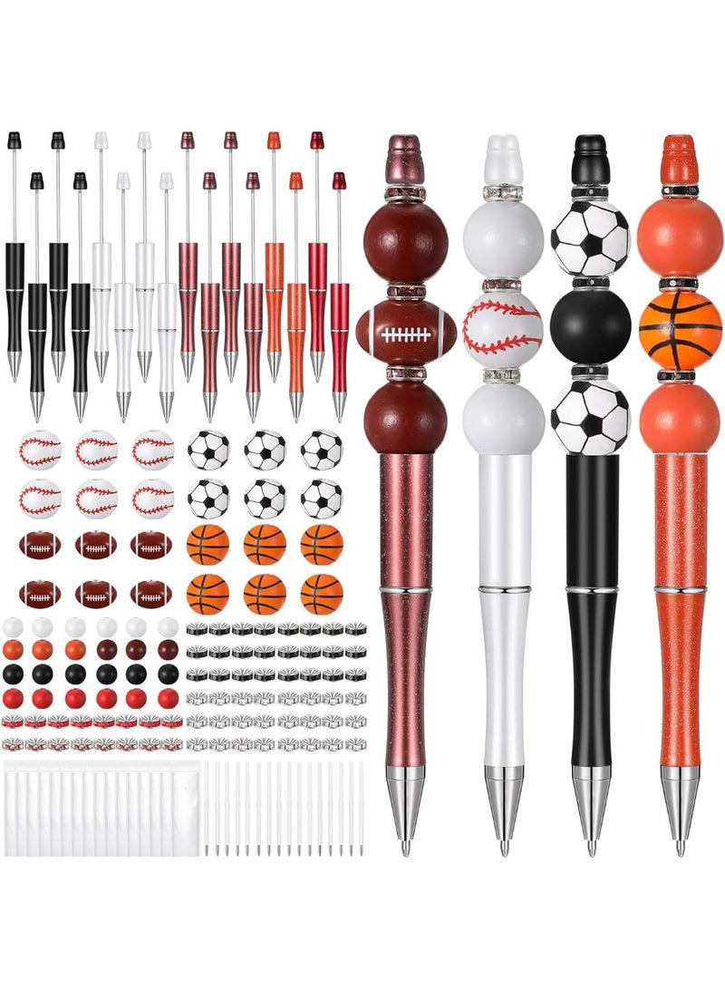 سيوسي 16 قطعة مجموعة أقلام الخرز الرياضية للتجميع DIY - أقلام حبر جاف بخرز خشبي مخصص للأعمال الإبداعية، هدايا تعليمية وأنشطة مدرسية - Image 1