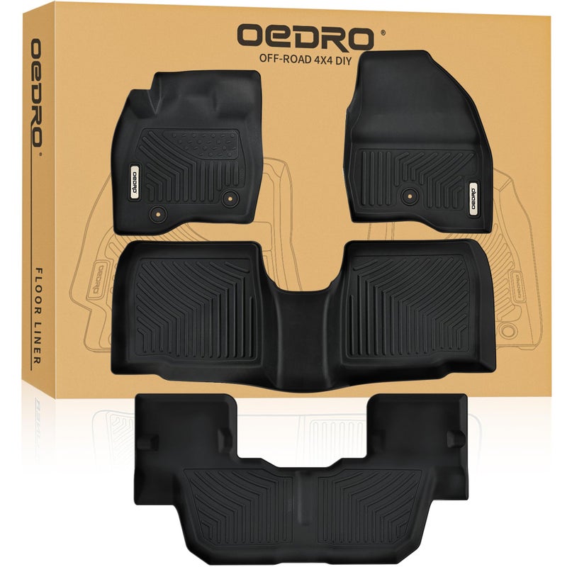 OEDRO Floor Mats Fit for 20152019 Ford Explorer Without 2nd Row Center Console TPE All Weather Car Mats Accessories Includes 1st 2nd and 3rd Row Full Set Liners