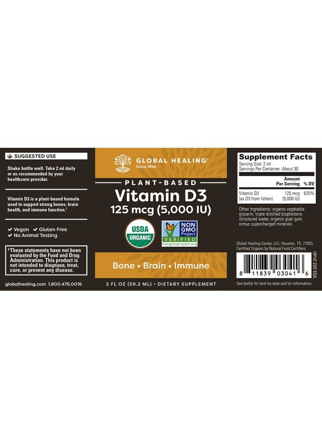 global healing center Suntrex Liquid Vitamin D3; 5000 Iu For Men & Women Vegan Friendly Nongmo; Supports Bones Immunity And Joints (2 Fl Oz) - Image 3