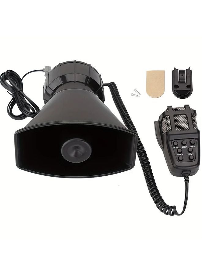 Black Car Alarm Horn 120dB Loud Speaker with Microphone Wired Vehicle Emergency Safety System - Image 2