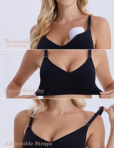 HOFISH Maternity Nursing Bras for Breastfeeding, 3 Pack Pregnancy Deep V Neck Wireless Bra with Extenders & Clips - Image 5