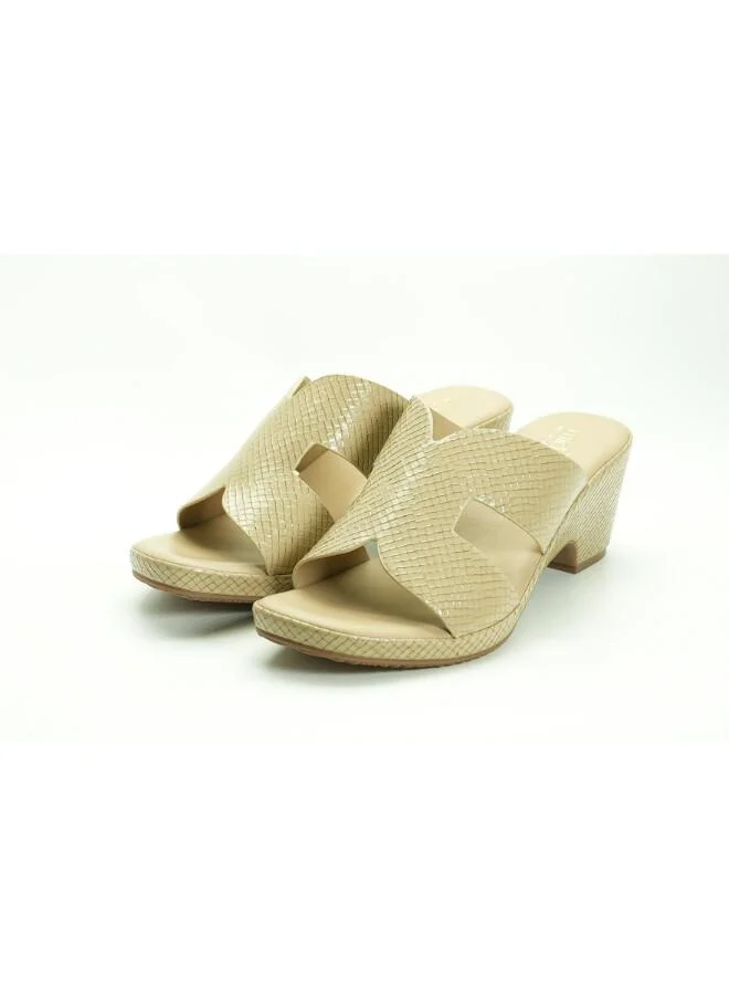 ميشيل مورجان 092-3078 Michelle Morgan Women's Patent Croc-Texture Broad Strap Block Heel Sandals 514RJ1I Khaki