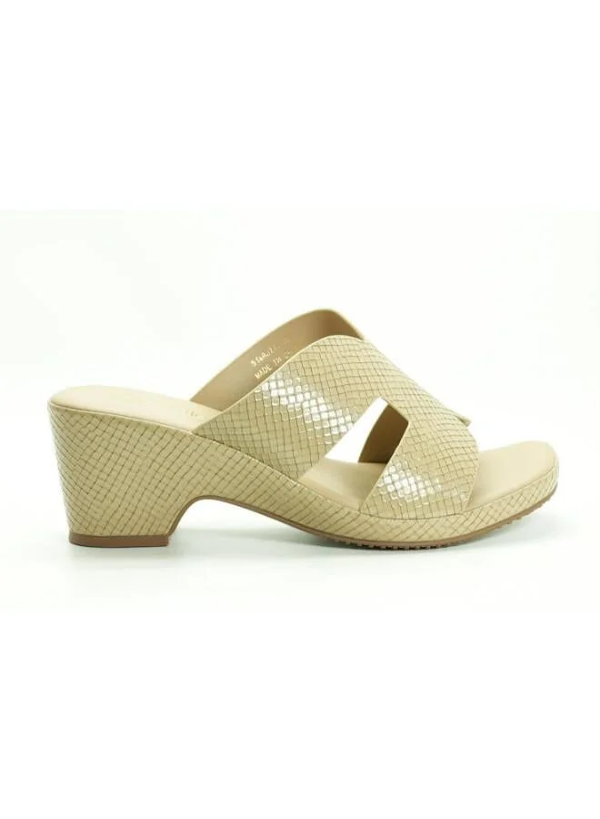 092-3078 Michelle Morgan Women's Patent Croc-Texture Broad Strap Block Heel Sandals 514RJ1I Khaki