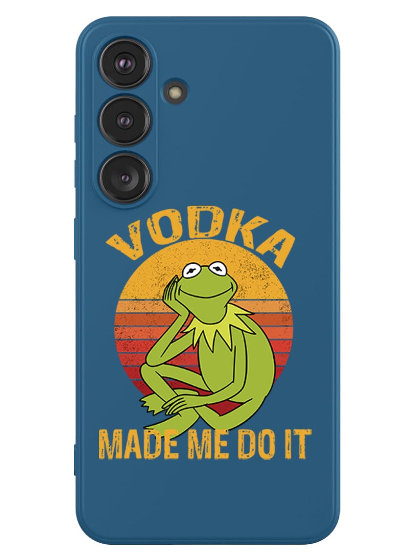 Theodor Protective Slim Fit Case Liquid Silicone Cover with Full Body Protection Anti-Scratch Shockproof Case For Samsung Galaxy S24 (Blue) - Vodka made me do it - Image 1