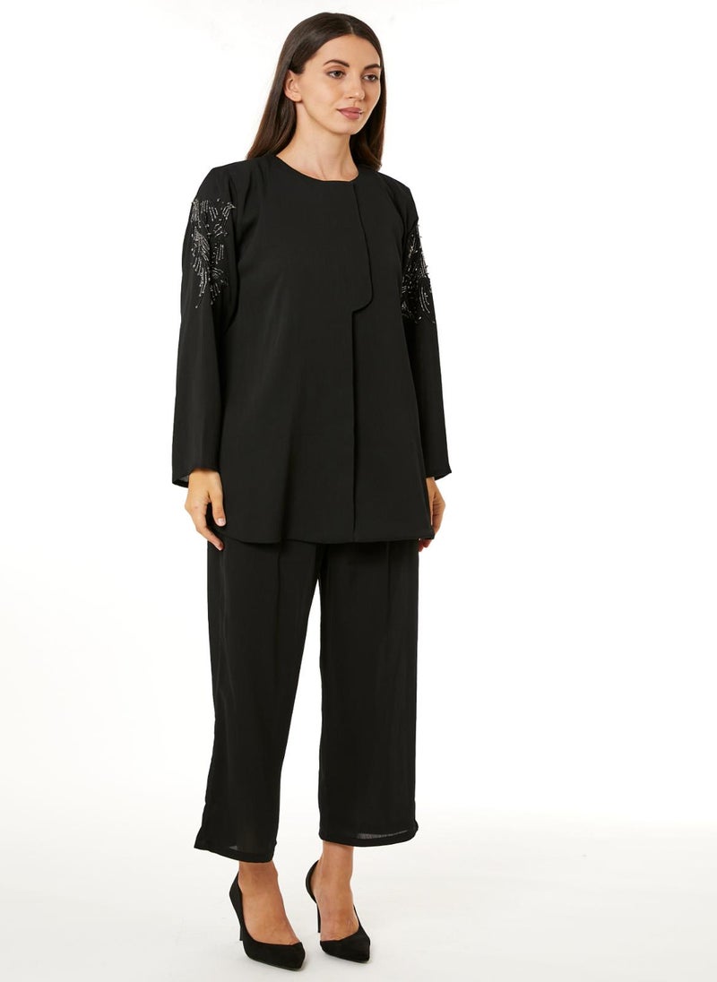 Moistreet Black Zoom Top and Pants Set - Image 1