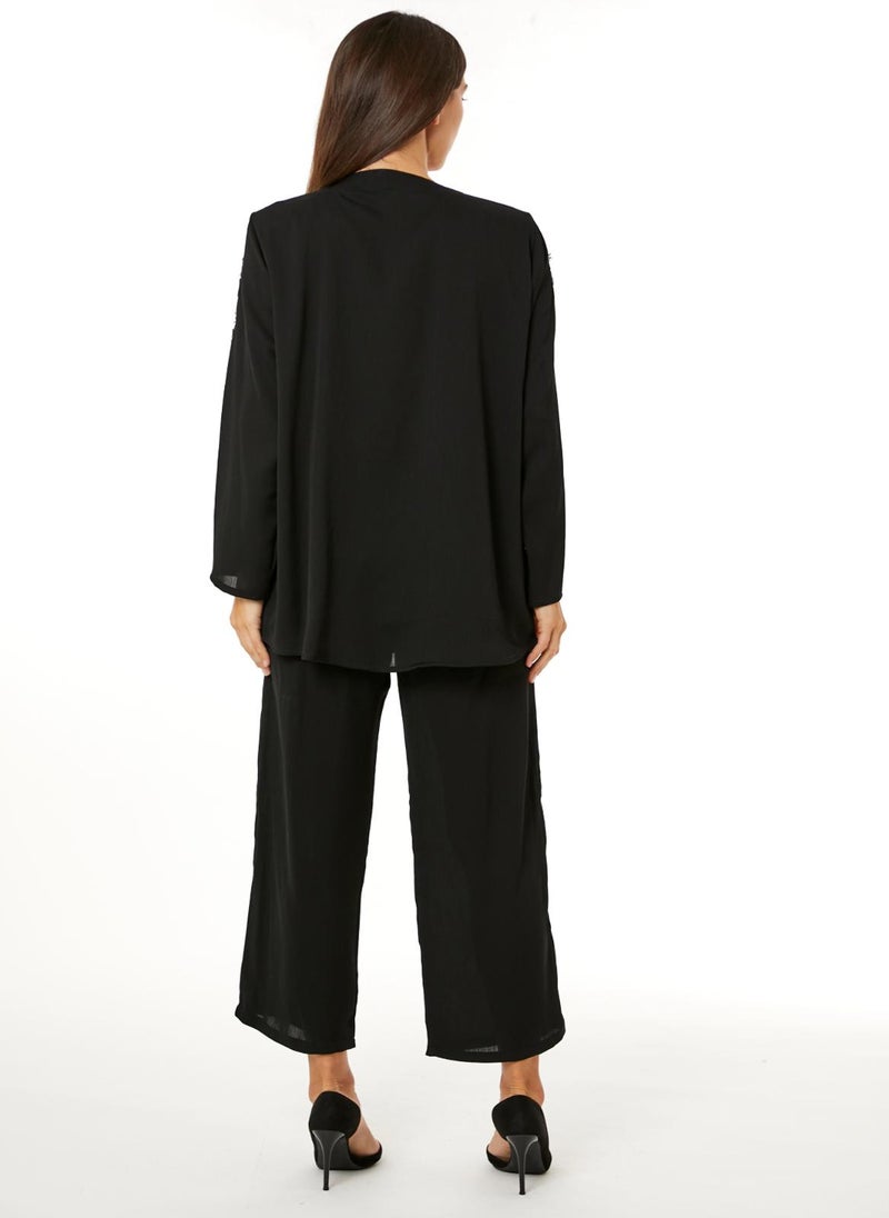 Moistreet Black Zoom Top and Pants Set - Image 4