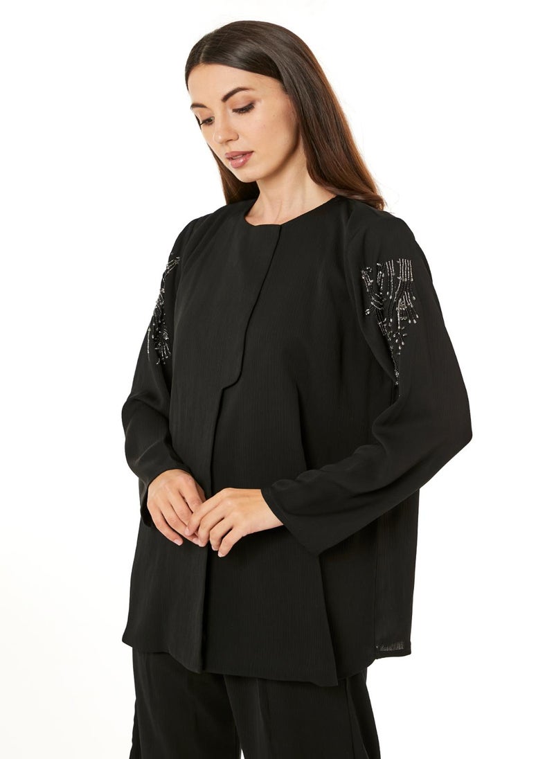 Moistreet Black Zoom Top and Pants Set - Image 2