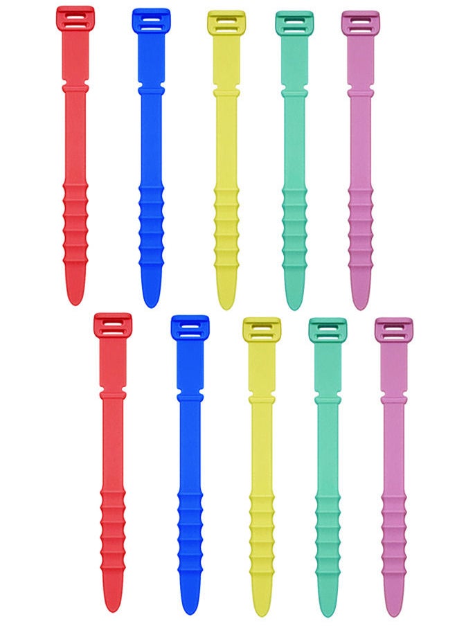 Depend Cord Organizers, 4.5 Inch Reusable Wire Ties Cord Organizer Straps Elastic Silicone Cord Organizer Cable Straps for Cords Phone Charging Cable Wire Labels Headphones 10pcs (5 Colors)  - Image 1