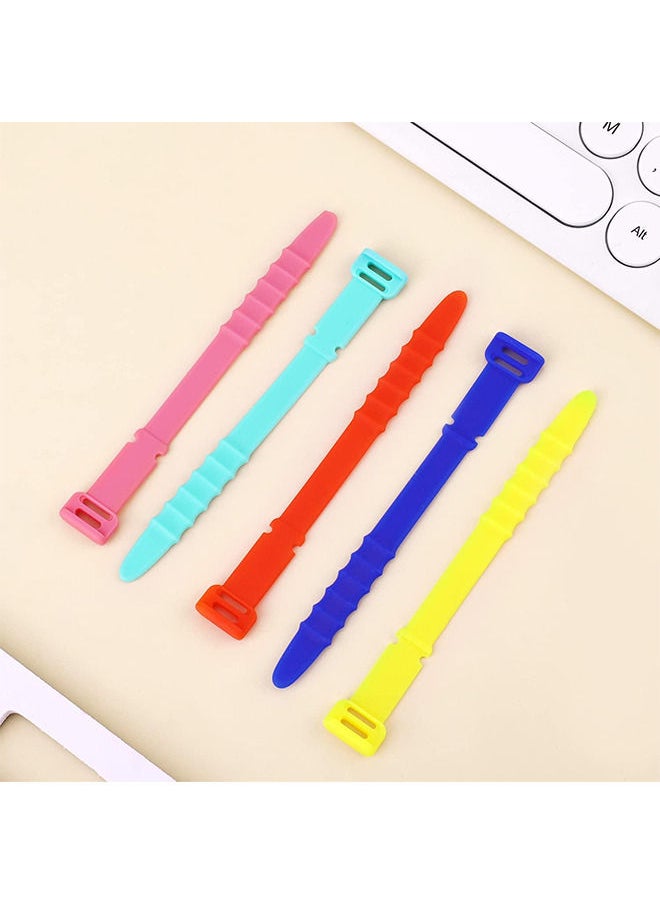 Depend Cord Organizers, 4.5 Inch Reusable Wire Ties Cord Organizer Straps Elastic Silicone Cord Organizer Cable Straps for Cords Phone Charging Cable Wire Labels Headphones 10pcs (5 Colors)  - Image 2