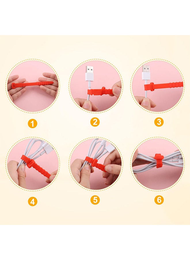 Depend Cord Organizers, 4.5 Inch Reusable Wire Ties Cord Organizer Straps Elastic Silicone Cord Organizer Cable Straps for Cords Phone Charging Cable Wire Labels Headphones 10pcs (5 Colors)  - Image 4