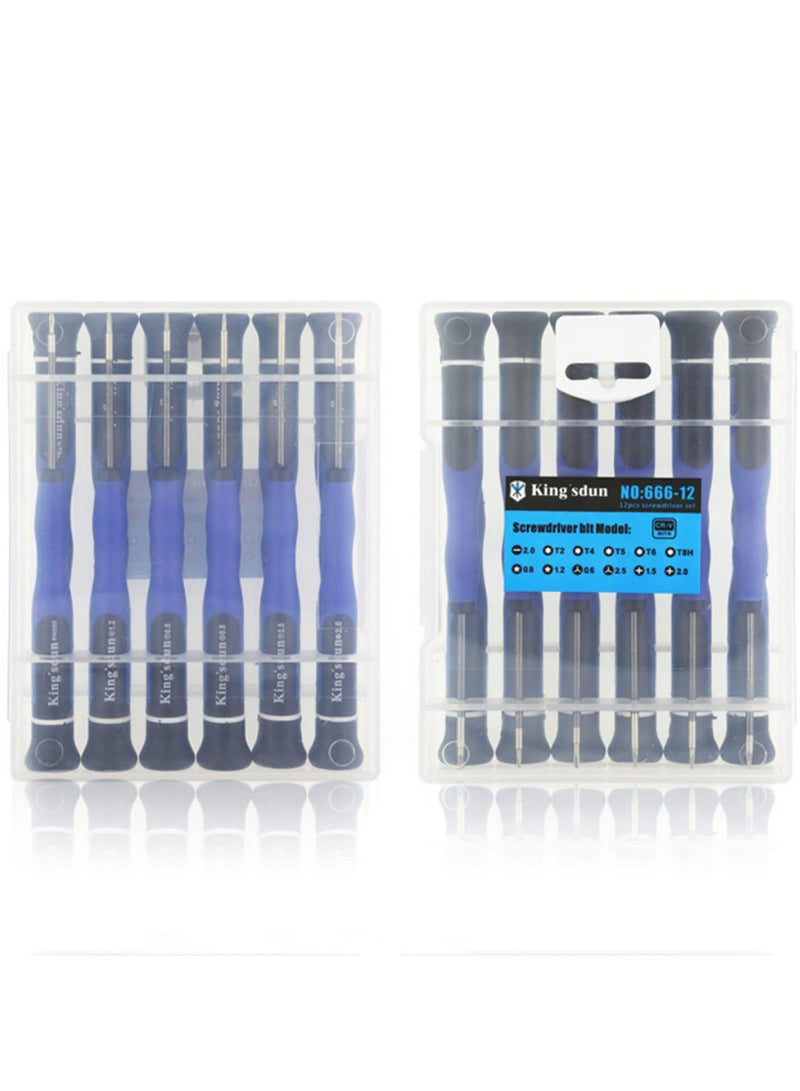 12pcs P2 P5 Triwing Torx T2 T4 T5 T6 T8 Flathead and Phillips Screwdrivers Repair Tool Kit for iPhone 13 12 11 6 MacBook Pro Air iPod iTouch Magnetic Pentalobe Screwdriver Set with Durable Case - Image 3
