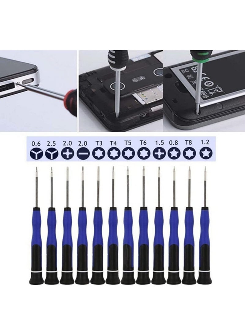 12pcs P2 P5 Triwing Torx T2 T4 T5 T6 T8 Flathead and Phillips Screwdrivers Repair Tool Kit for iPhone 13 12 11 6 MacBook Pro Air iPod iTouch Magnetic Pentalobe Screwdriver Set with Durable Case - Image 4