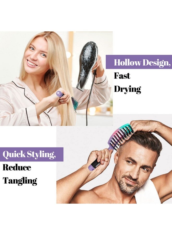 HIPPIH Detangling Brush 2 Pack Hippih Detangler Hair Brush For Adult & Kids’ Wet Or Dry Hair Boar Bristle Hair Brush Getting Knots Out Without Pain Adds Shine And Makes Hair Smooth Purple - Image 4