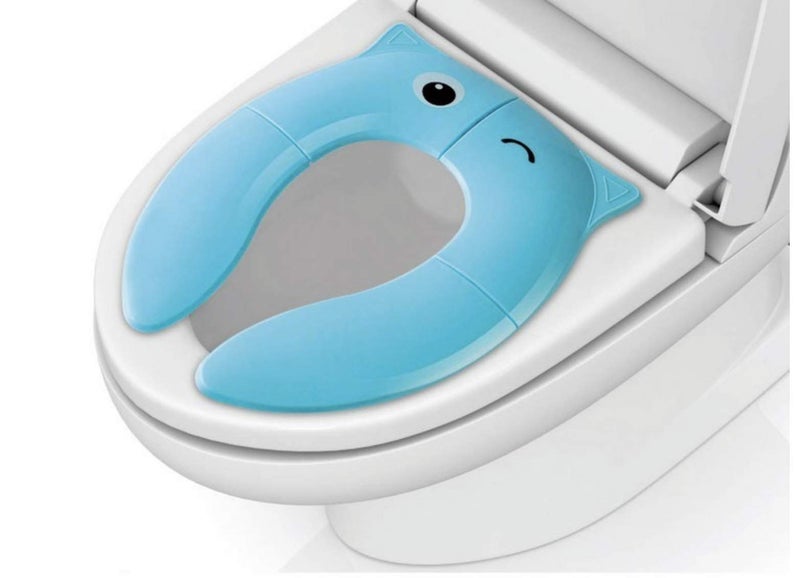 Pokanic Toilet Potty Training Seat Cover  Travel Toilet Seat  Folding Non Slip Silicone Pads  Travel Portable Reusable Kids Toddlers Boys Girls  Carry Bag (Blue) - Image 5