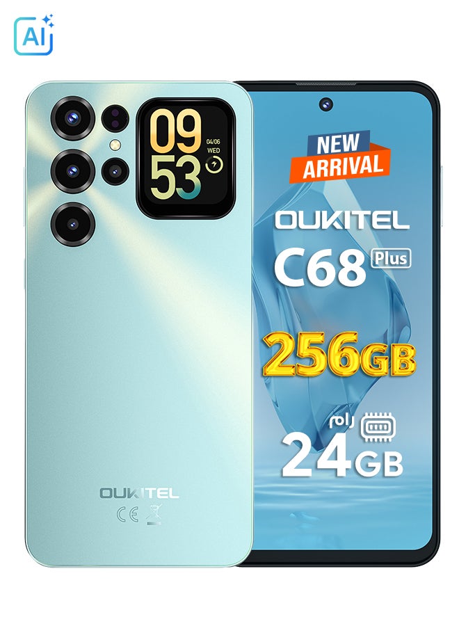 أوكيتل جوال C68 Plus ثنائي الشريحة بذاكرة رام 8+16 جيجابايت وذاكرة داخلية 256 جيجابايت لون ازرق يدعم 4G LTE - إصدار الشرق الأوسط - Image 1