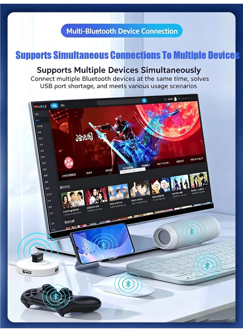 ناكسي فلاي محول Bluetooth للحاسوب، محول USB Bluetooth 5.3 EDR، مستقبل لاسلكي BT للأجهزة مثل السماعات، الفأرة، لوحة المفاتيح، وسماعات الرأس، متوافق مع ويندوز 10/11 - Image 2