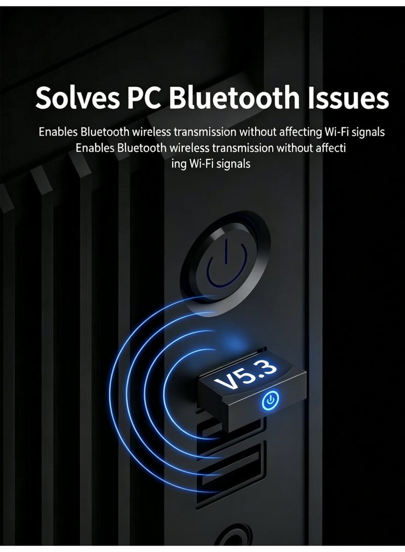 ناكسي فلاي محول Bluetooth للحاسوب، محول USB Bluetooth 5.3 EDR، مستقبل لاسلكي BT للأجهزة مثل السماعات، الفأرة، لوحة المفاتيح، وسماعات الرأس، متوافق مع ويندوز 10/11 - Image 3