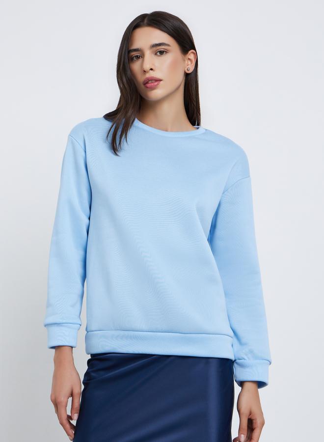 Styli Blue Regular Fit Sweatshirt with Slogan Print - Image 3