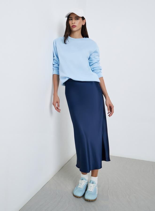 Styli Blue Regular Fit Sweatshirt with Slogan Print - Image 2