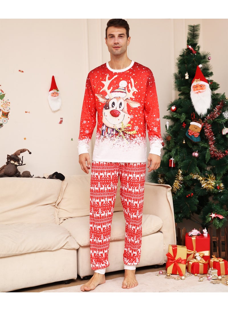 VUCATIN بيجامات عائلية متناسقة لعيد الميلاد للأطفال، ملابس متناسقة للعطلات، بيجامات بأكمام طويلة للوالدين والأطفال للمنزل، مناسبة للنساء والرجال والأطفال والحيوانات الأليفة (الرجال) - Image 4