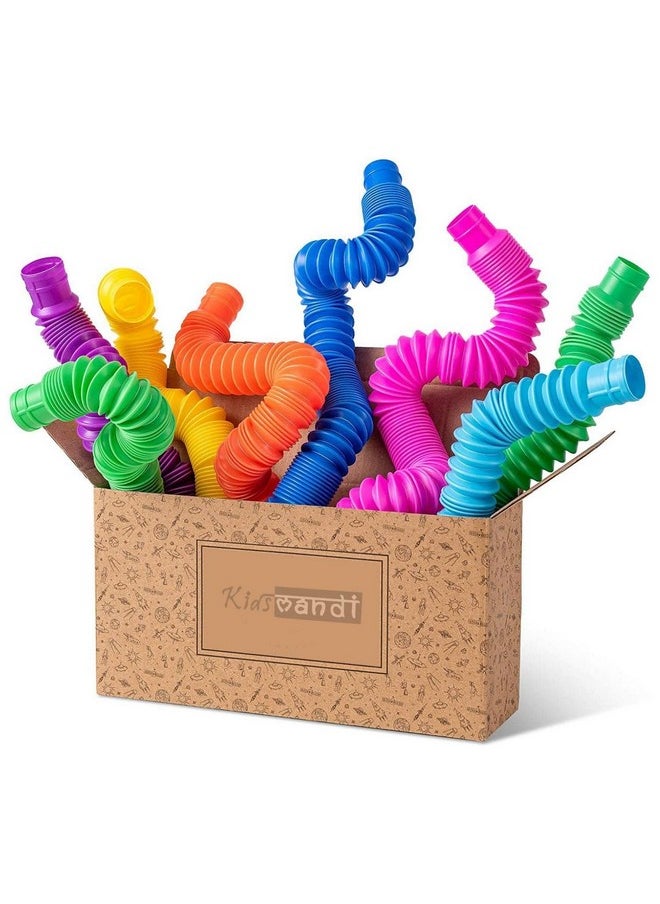 Kids Mandi Kids Mandi Pop Tube Sensory Fidget Toy | Multi-Colour Stretchable Pipes | Bendable Finger Toy for Toddlers | Decompression Anxiety Stress Relief Toy (Pack of 6)  - Image 1