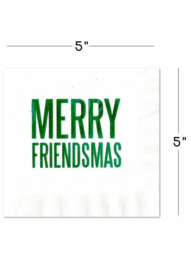 Nerdy Words Merry Friendsmas Cocktail Beverage Napkins (20 pcs) Red & Green Foil Friends Christmas Holiday Party Decorations - Image 3