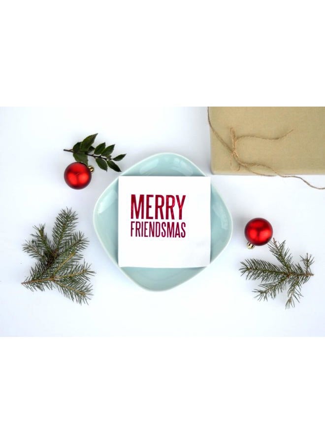 Nerdy Words Merry Friendsmas Cocktail Beverage Napkins (20 pcs) Red & Green Foil Friends Christmas Holiday Party Decorations - Image 2