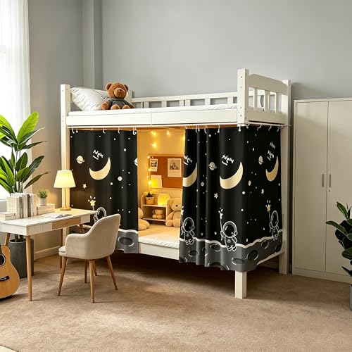 Qubanda Dorm Bottom Bunk Blackout Privacy Bed Curtains Bed Canopy Shading Dustproof Breathable Tent Nets Single Sleeper - Image 4