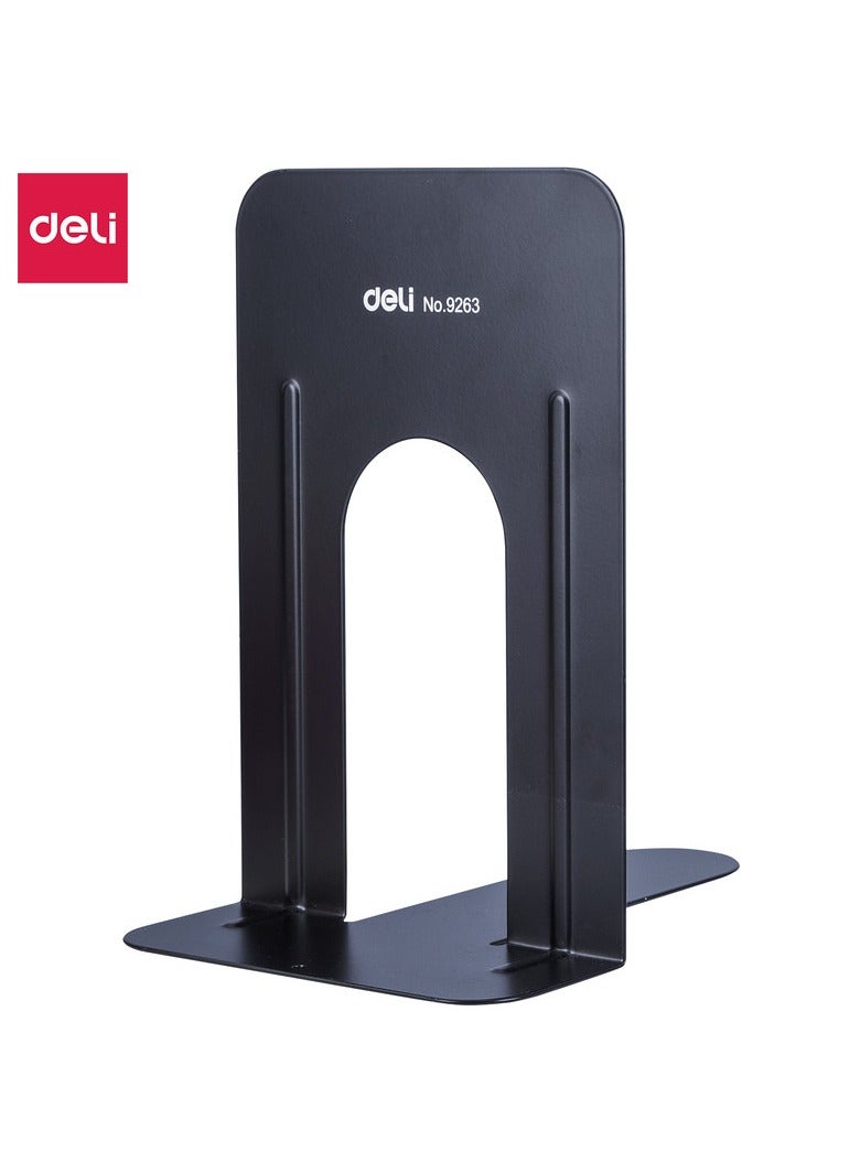 Deli E9263 9" Steel Book End – Heavy-Duty Black / Blue Organizer for Shelves, Libraries & Offices – 1PCS/Box - Image 1