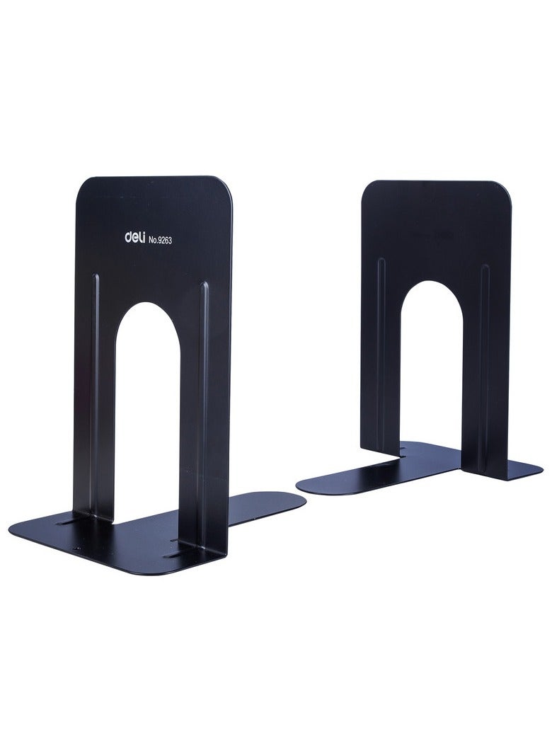 Deli E9263 9" Steel Book End – Heavy-Duty Black / Blue Organizer for Shelves, Libraries & Offices – 1PCS/Box - Image 3