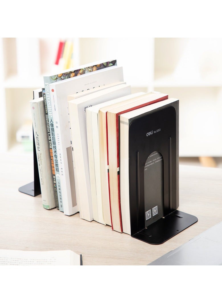 Deli E9263 9" Steel Book End – Heavy-Duty Black / Blue Organizer for Shelves, Libraries & Offices – 1PCS/Box - Image 5