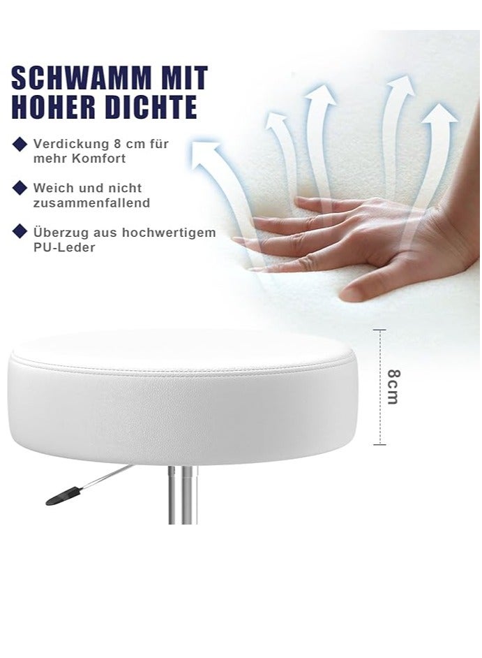 Generic Stool Height-Adjustable 49 cm - 63 cm, Rolling Stool with Footrest for Relaxing the Body, Compact, Comfortable and Lightweight PU Leather Stool with Wheels, Swivel Stool, Work Stool, Hairdressing - Image 2