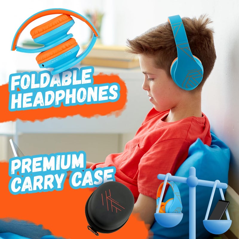 PowerLocus Kids Headphones Over-Ear, Bluetooth Wireless Headphones for Kids,with Microphone, Safe 85DB Volume Limited, Foldable with Carry Case, Audio Cable, Micro SD mode for Online Classes,PC,Phones - Image 5