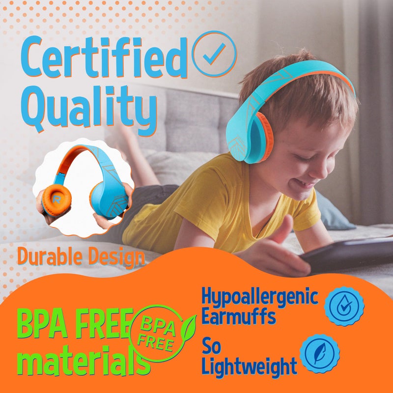PowerLocus Kids Headphones Over-Ear, Bluetooth Wireless Headphones for Kids,with Microphone, Safe 85DB Volume Limited, Foldable with Carry Case, Audio Cable, Micro SD mode for Online Classes,PC,Phones - Image 3