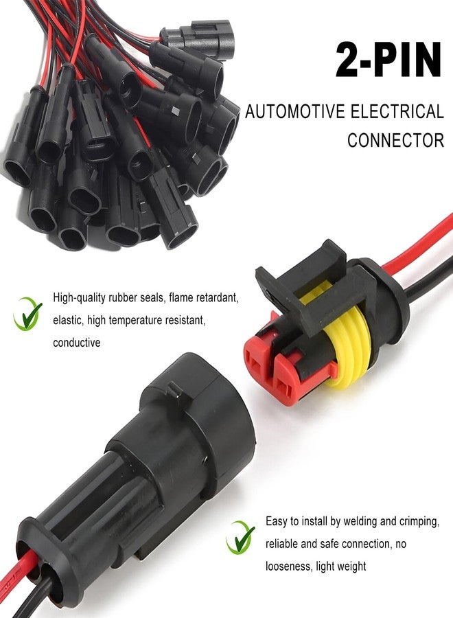 MUQIDA 5 PCS 2 Pin Way Electrical Wire Connector, Waterproof Male & Female Electrical Plug Socket Kit, 2 Wire 20 AWG Connector Quick Disconnect Plug for Car Truck Motorcycle - Image 3