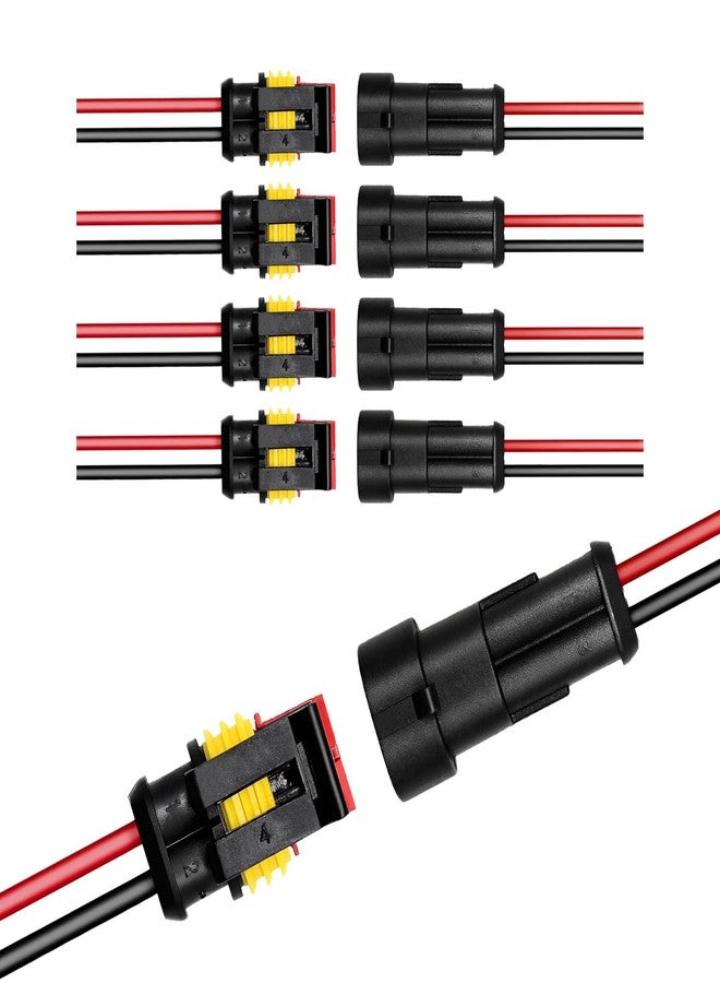 MUQIDA 5 PCS 2 Pin Way Electrical Wire Connector, Waterproof Male & Female Electrical Plug Socket Kit, 2 Wire 20 AWG Connector Quick Disconnect Plug for Car Truck Motorcycle - Image 1