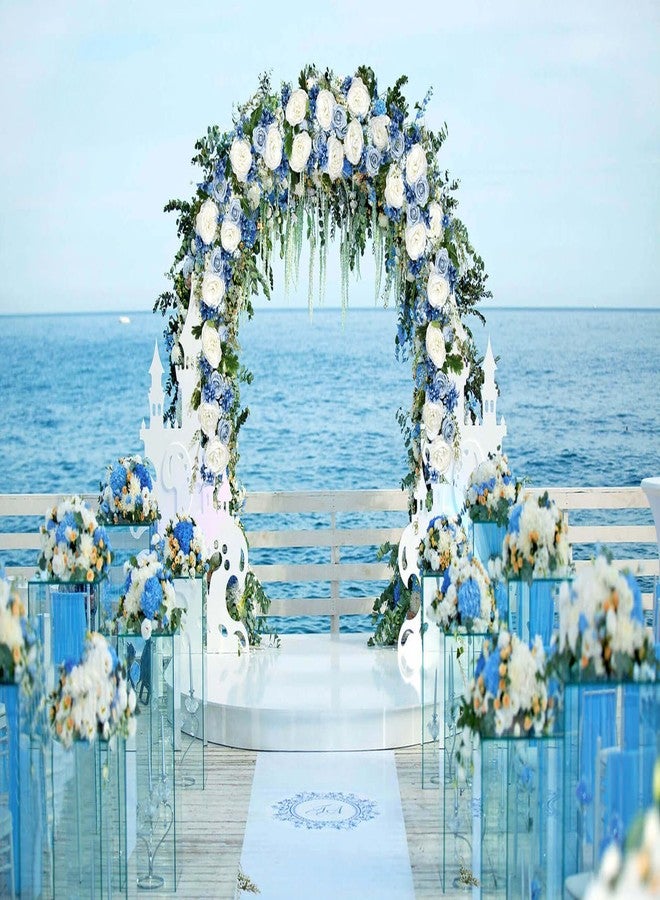 DearHouse 2Pcs Artificial Peony Flower Garland - Silk Peony Garland with Purple White Flowers for Wedding Party Table Decoration,6ft/Strand(White& Blue&Dark Blue) - Image 2