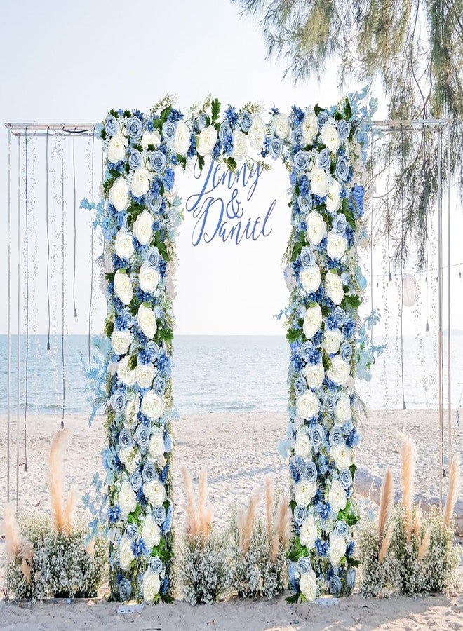 DearHouse 2Pcs Artificial Peony Flower Garland - Silk Peony Garland with Purple White Flowers for Wedding Party Table Decoration,6ft/Strand(White& Blue&Dark Blue) - Image 4
